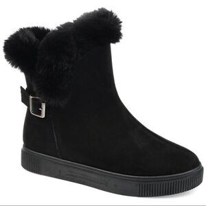 Journee Collection Womens Sibby Black Winter Boots Vegan Suede 9M New